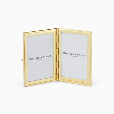 Cream and Gold Enamel Double Frame 