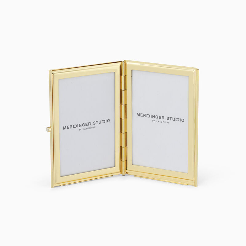 Cream and Gold Enamel Double Frame 