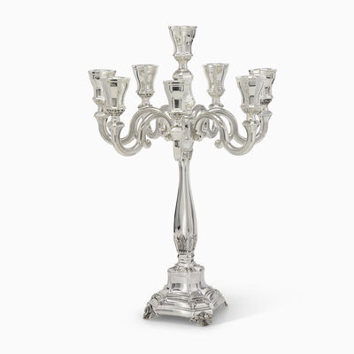 BAKIO SMOOTH SILVER CANDELABRA 