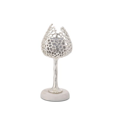 Single Candle Holder Honey Comb Silver Plated 