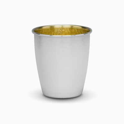 Hammered Rounded Kiddush Cup Sterling Silver 