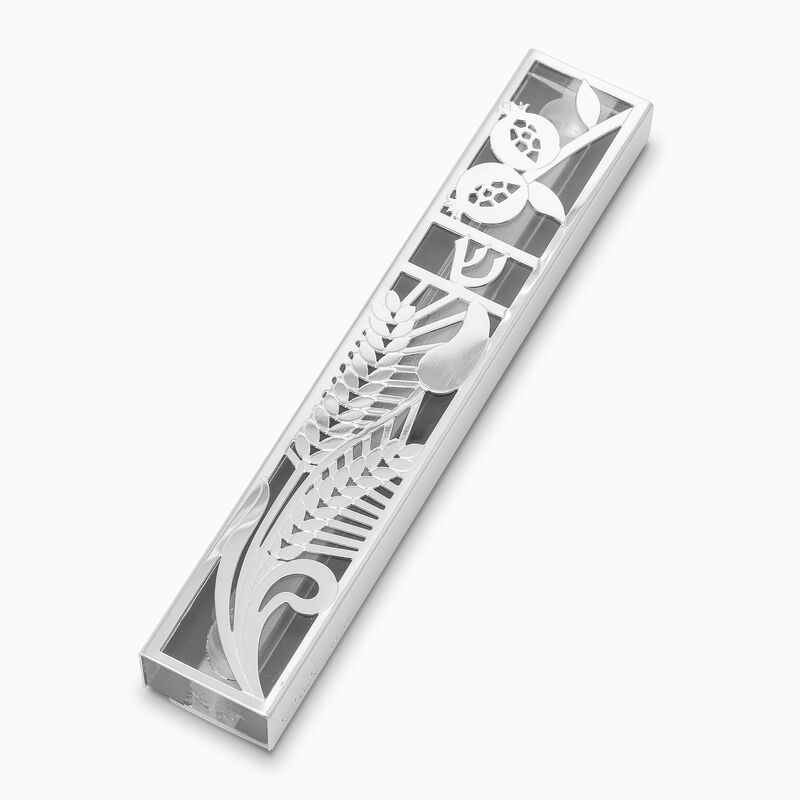 Window "Shin" Mezuzah Wood & Silver Plated 