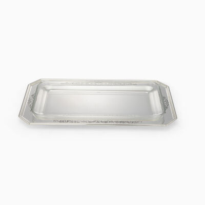 PLATED RECTANGULAR TRAY+ GLASS 