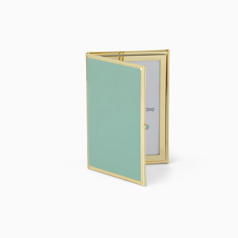 Green and Gold Enamel Double Frame 