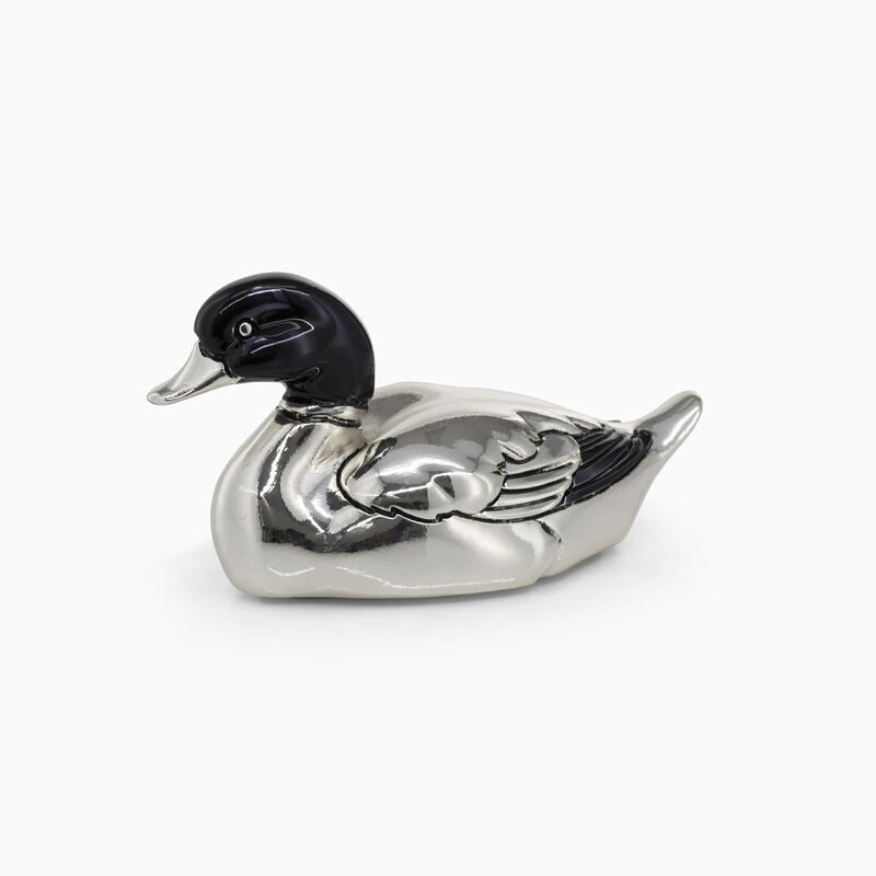 Duck Miniature with Black Head Silver-Plated