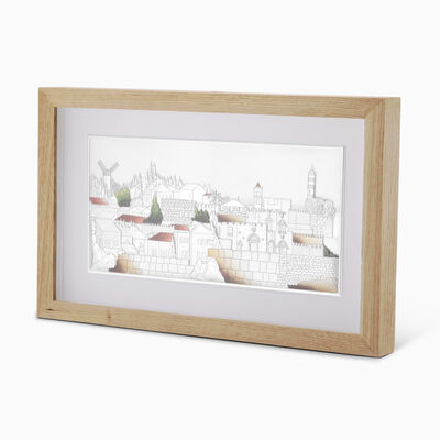 Jerusalem Silver Plated Picture Colourful Wooden 