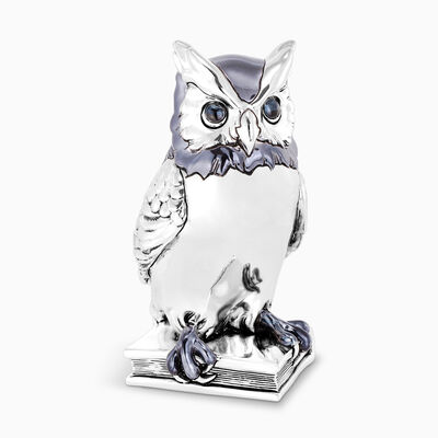 Owl On Book Miniature Silver Plated 