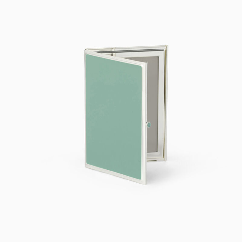 Green and Silver Enamel Double Frame Silver-Plate