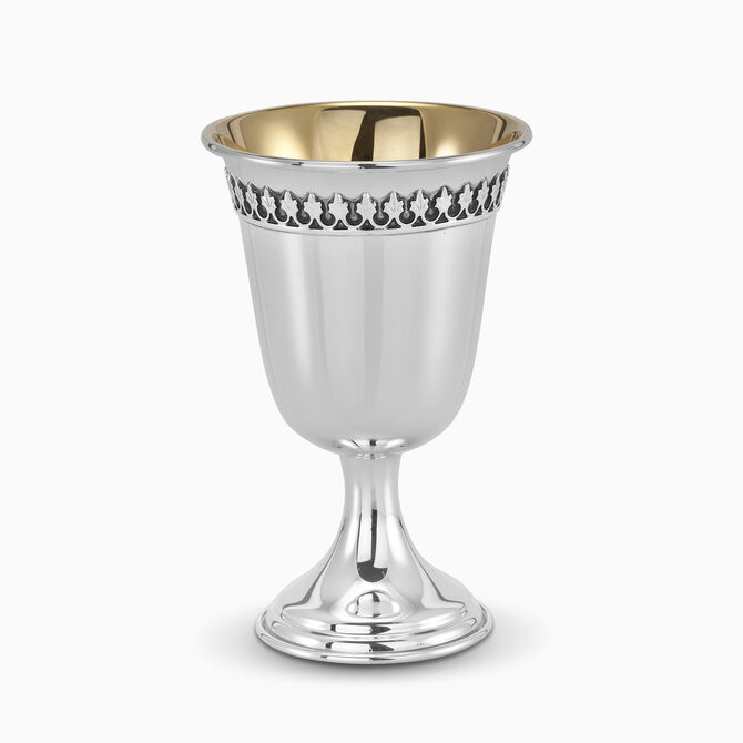 Filigree Kiddush Cup With Stem Sterling Silver Hazorfim