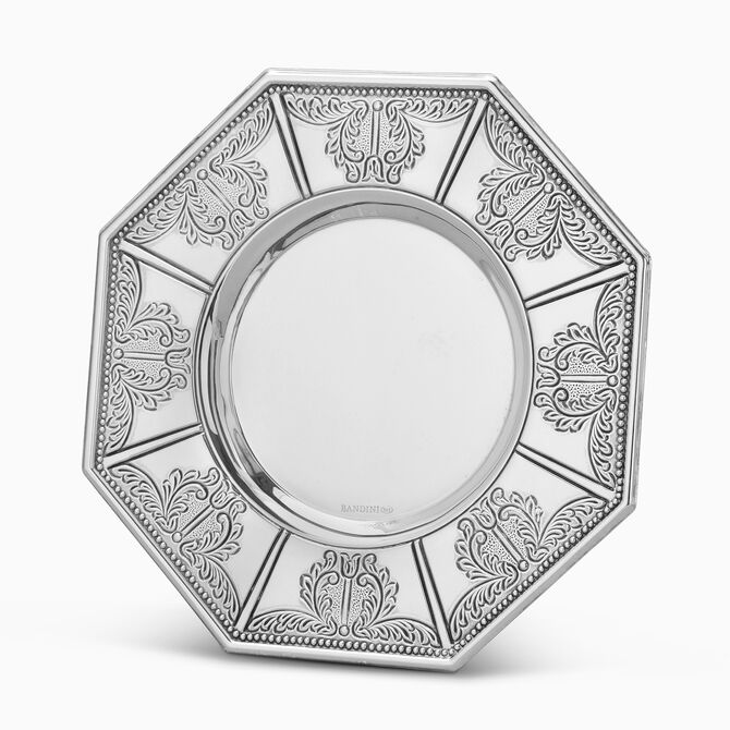 Octagonal Kiddush Plate - Small Sterling Silver 