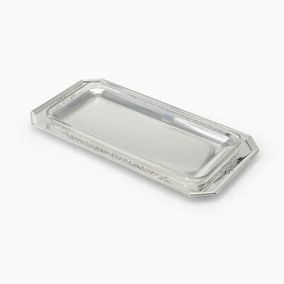 PLATED RECTANGULAR TRAY+ GLASS 