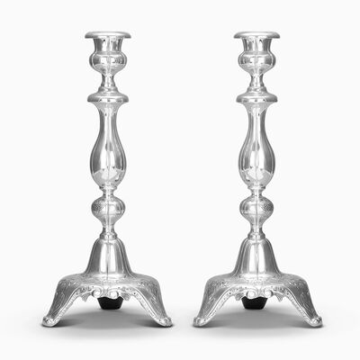 Lubavitch Candlesticks Sterling Silver 