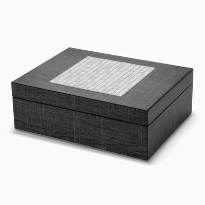 Tea Box Mosaic Grey Wood & Silver Plated - Large 