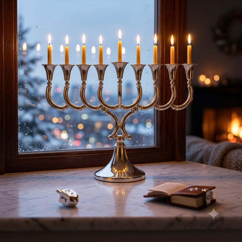Bell Menorah Sterling Silver 
