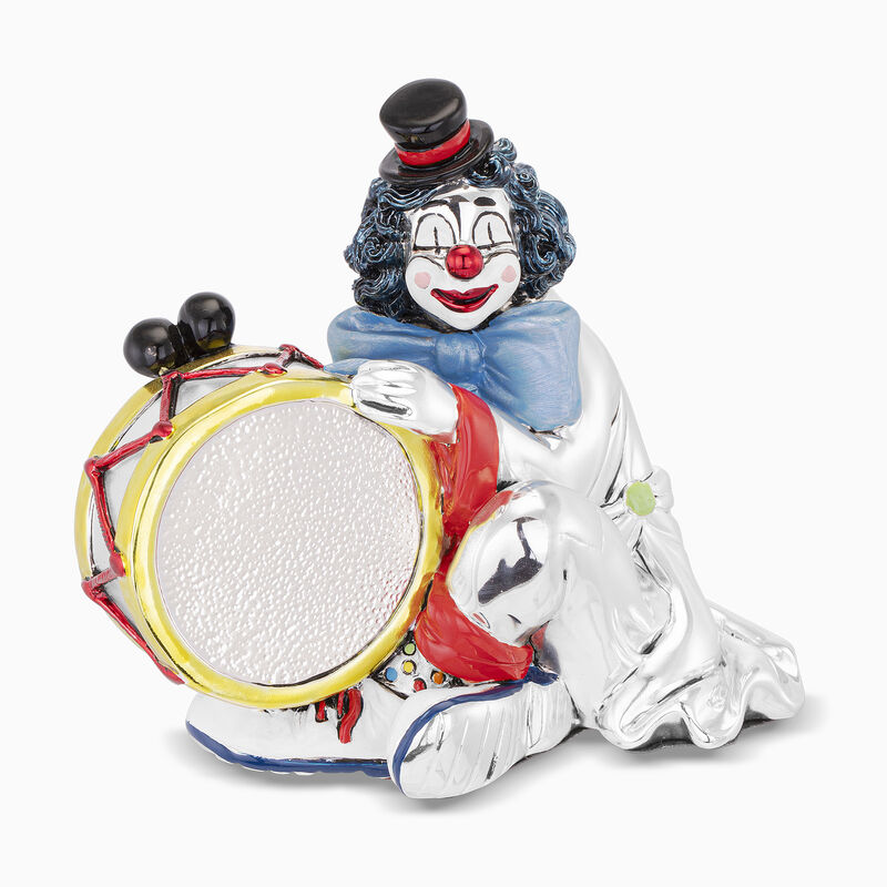 Clown With Drum Silver Plated 