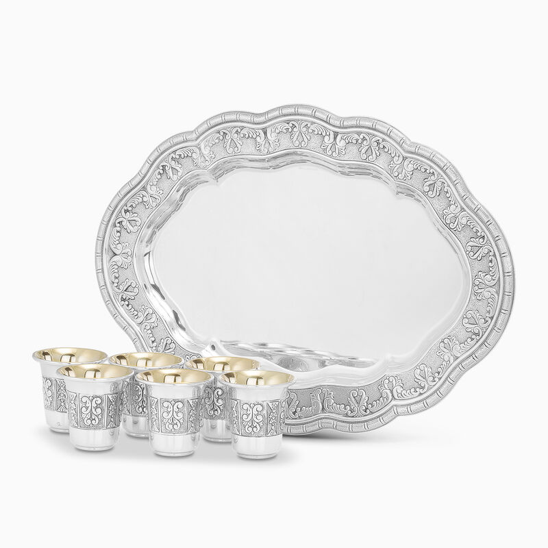 Compilo Liquor Set Cups & Tray Sterling Silv 