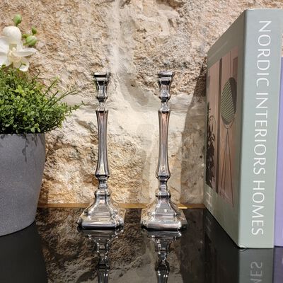 Comino Candlesticks Smooth Sterling Silver Small 