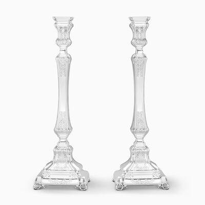 Comino Candlesticks Decorated Silver Large 