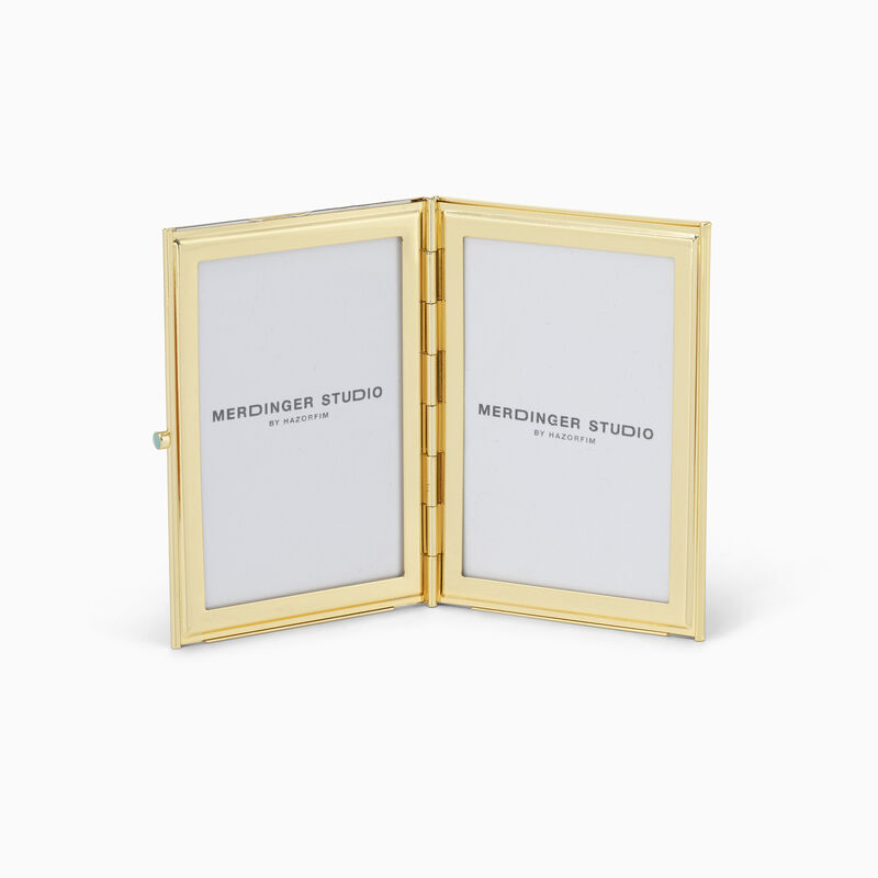 Green and Gold Enamel Double Frame 