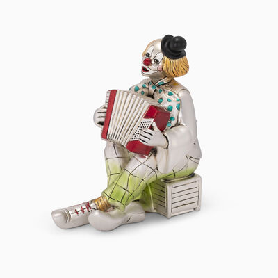 Clown with Accordion (22 cm) Silver-Plated 