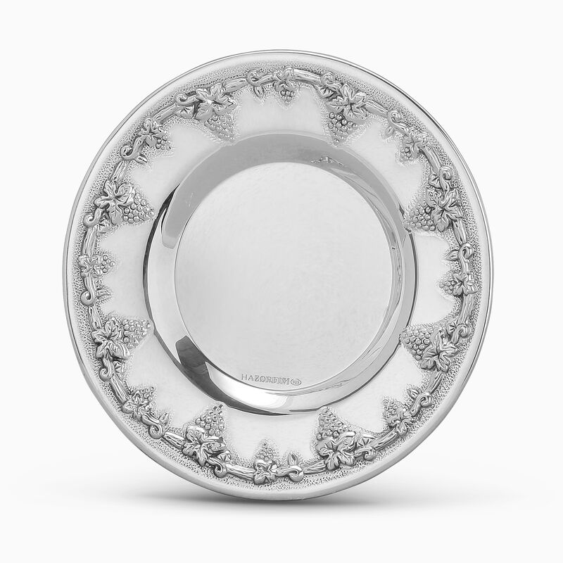Eshkol Anavim Delicate Kiddush Plate Silver 