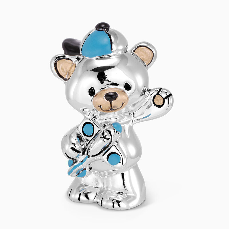 Teddy Bear (Blue Color) Silver-Plated