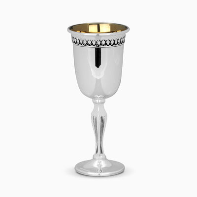 Filigree Russian Kiddush Cup With Stem Silver 