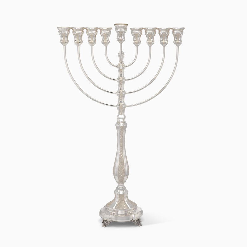 Corolla Diamond Menorah Sterling Silver 