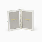 Green and Silver Enamel Double Frame Silver-Plate