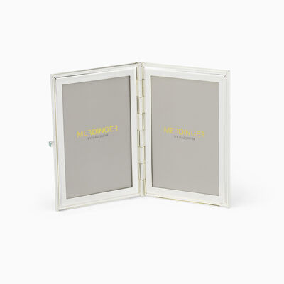 Green and Silver Enamel Double Frame Silver-Plate