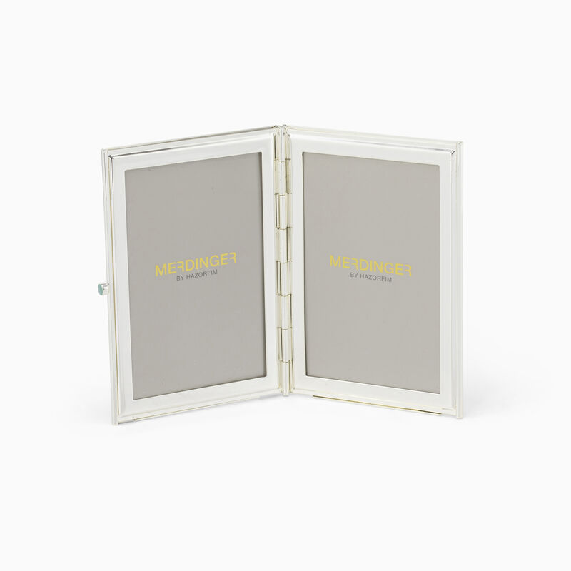 Green and Silver Enamel Double Frame Silver-Plate