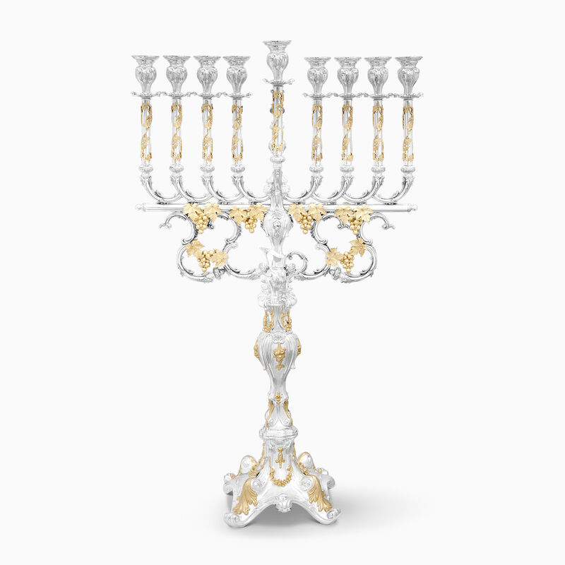 Hashefa Golden Menorah Sterling Silver 