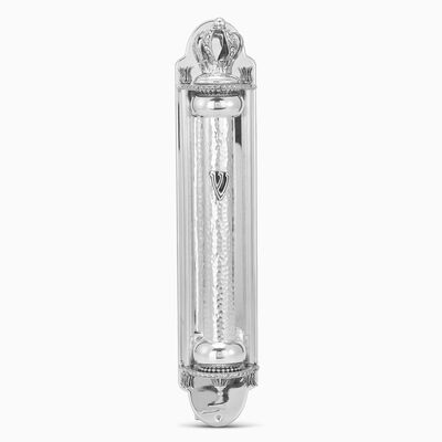 Mezuzah With Crown And Pillars Sterling Silver 