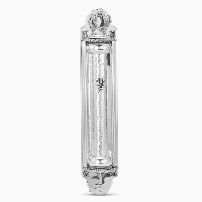 Mezuzah With Crown And Pillars Sterling Silver 