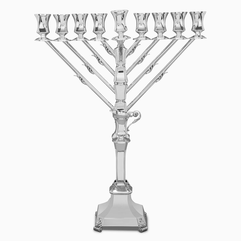 Neora Chabad Smooth Menorah Large Sterling Silver 