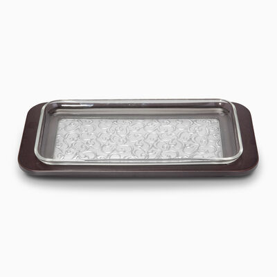 Lace Wooden Bread Tray Wood & Silver Plated 