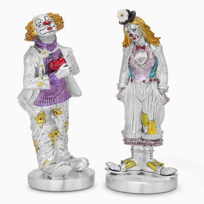 Pair Of Clown Silver Plated 