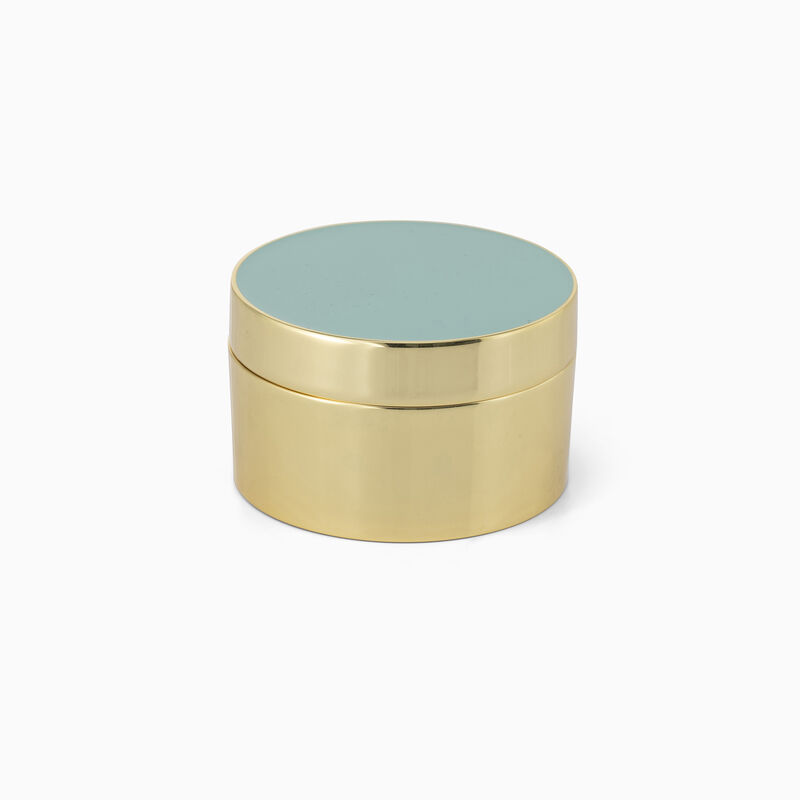 Green and Gold Enamel Round Box 