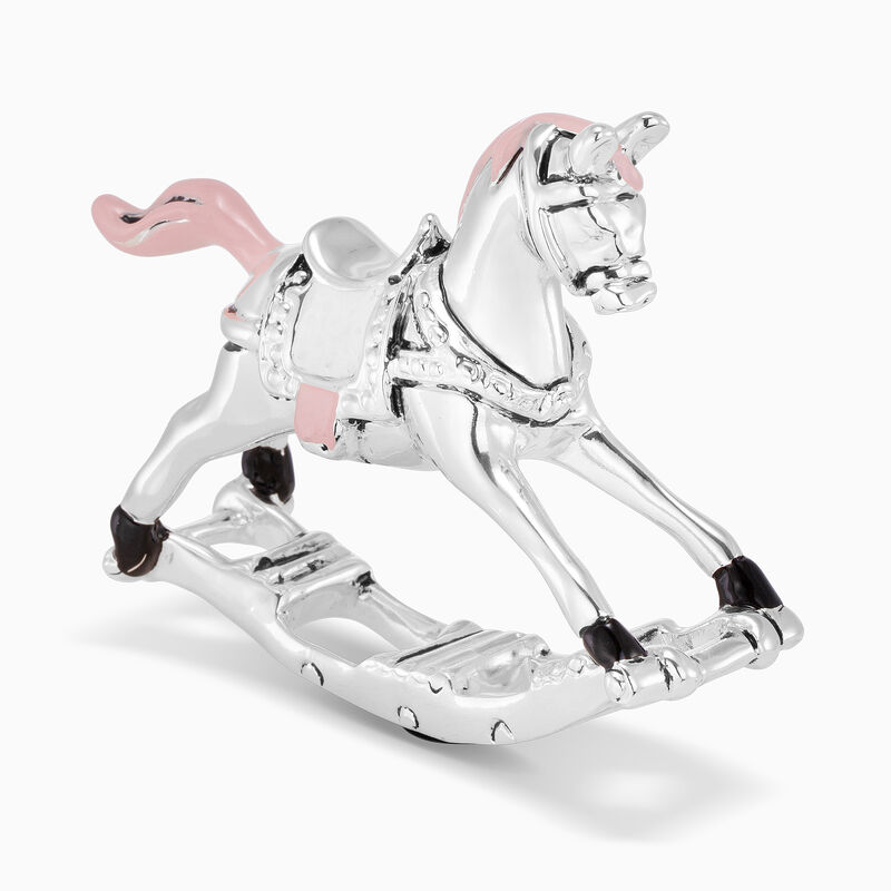 Pink and Silver-Plated Rocking Horse