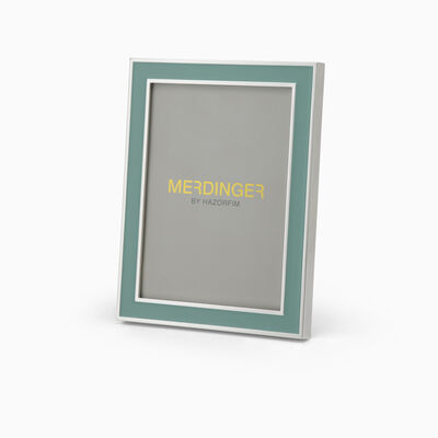 Green and Silver Enamel Photo Frame Silver-Plated