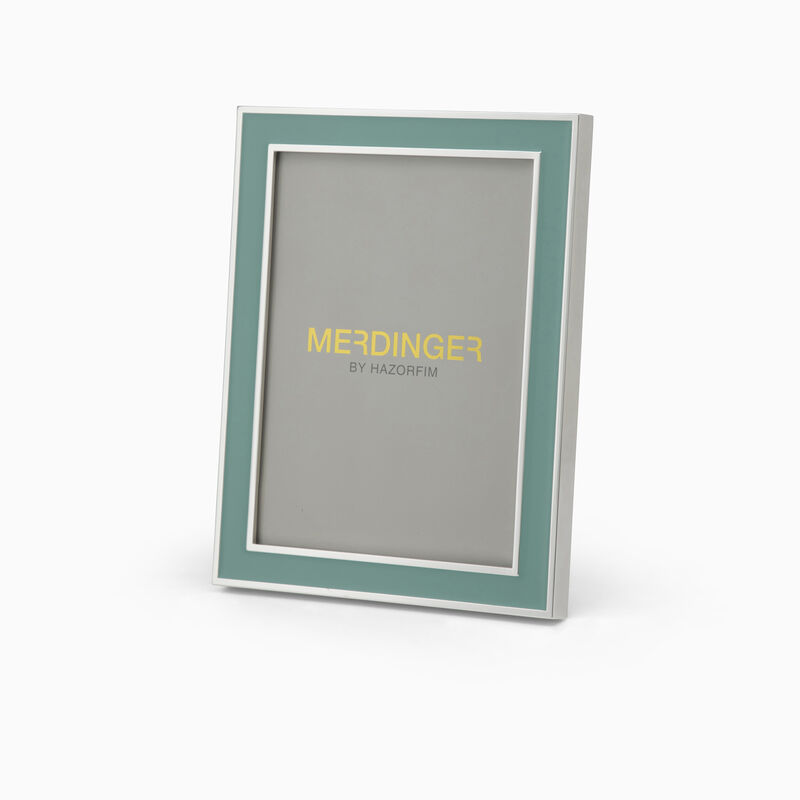 Green and Silver Enamel Photo Frame Silver-Plated