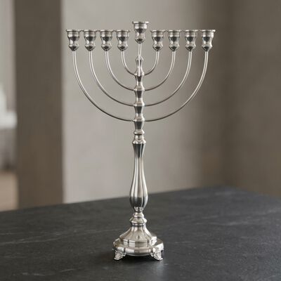 Corolla Smooth Menorah Sterling Silver 