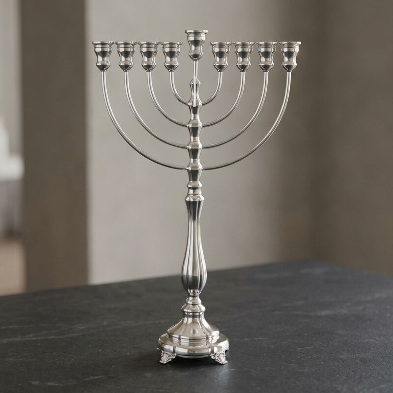 Corolla Smooth Menorah Sterling Silver 
