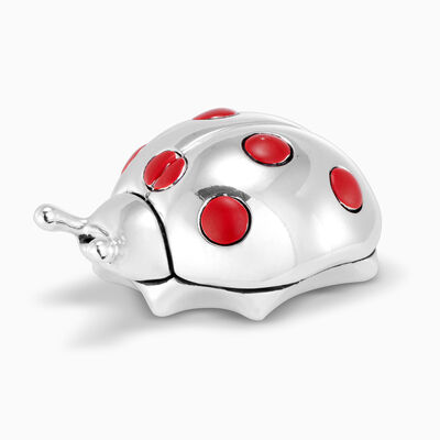Beetle Silver Plated With Red Dots Large 