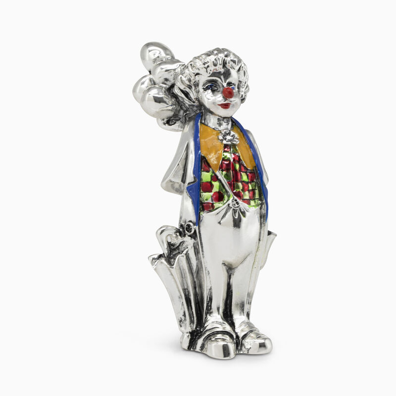 Clown with Balloons and Umbrella Silver-Plated 