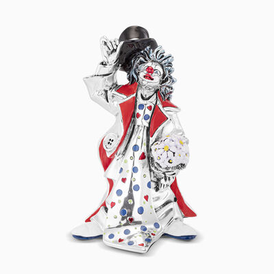Clown With Flower Silver Plated 