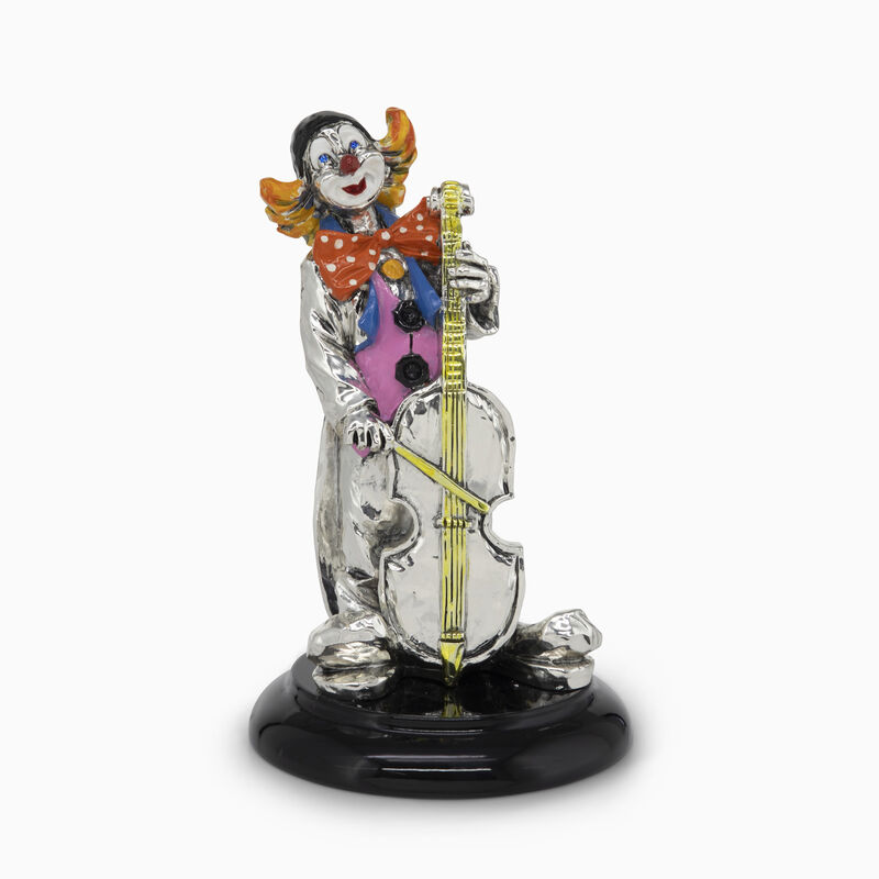 Clown with Violin and Base Silver-Plated 