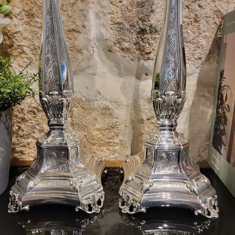 Bakio Candlesticks Decorated Sterling Silver Large
