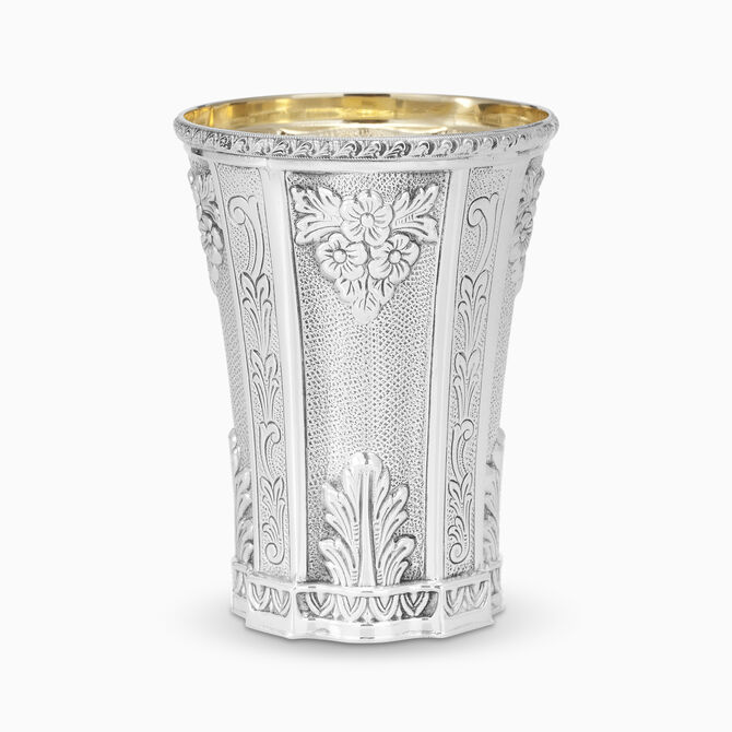 Cobalt Kiddush Cup Decorated Sterling Silver Large