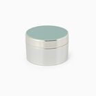 Green and Silver Enamel Round Box Silver-Plated 
